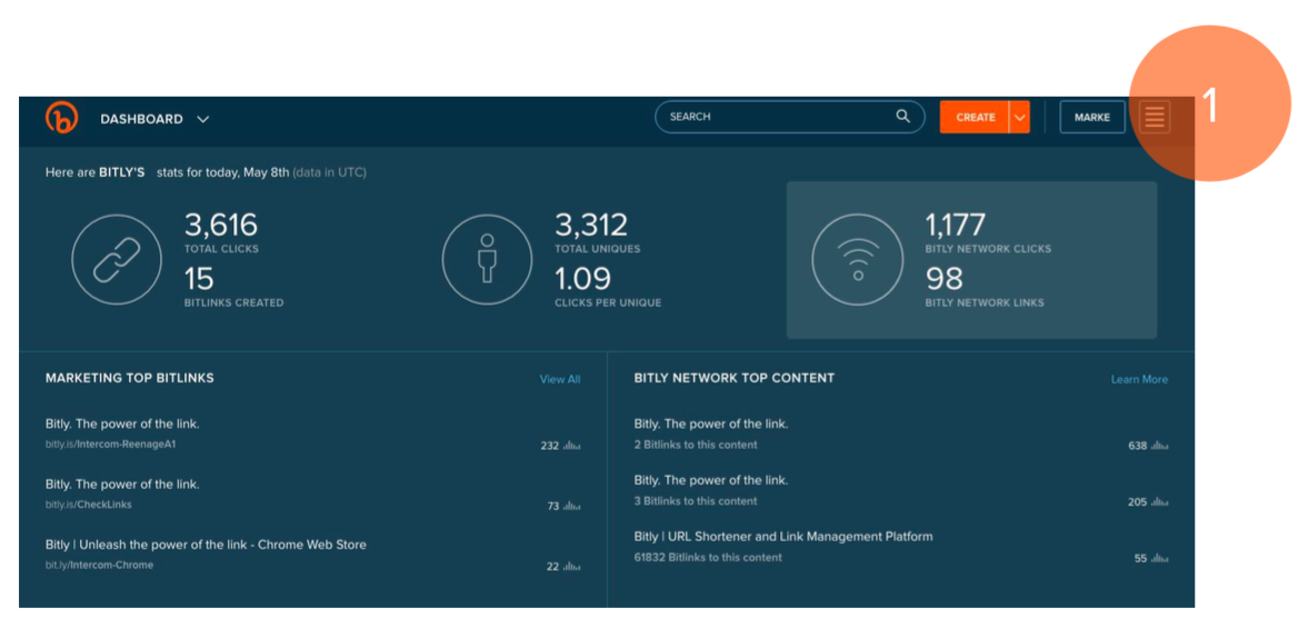 A screenshot of how to set up your branded domain using Bitly. Step 1.