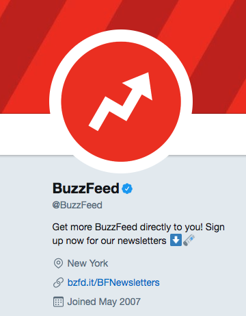 A BuzzFeed social media post showing their use of their vanity URL, bzfd.it.