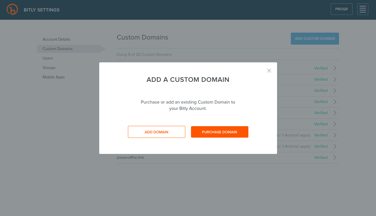 A screenshot of how to set up your branded domain using Bitly. Step 4.