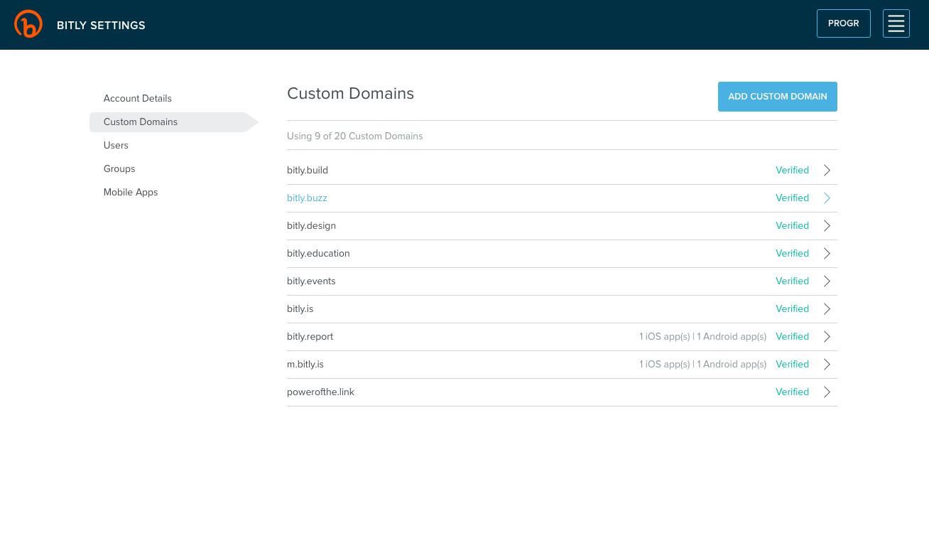 A screenshot of how to set up your branded domain using Bitly. Step 3.