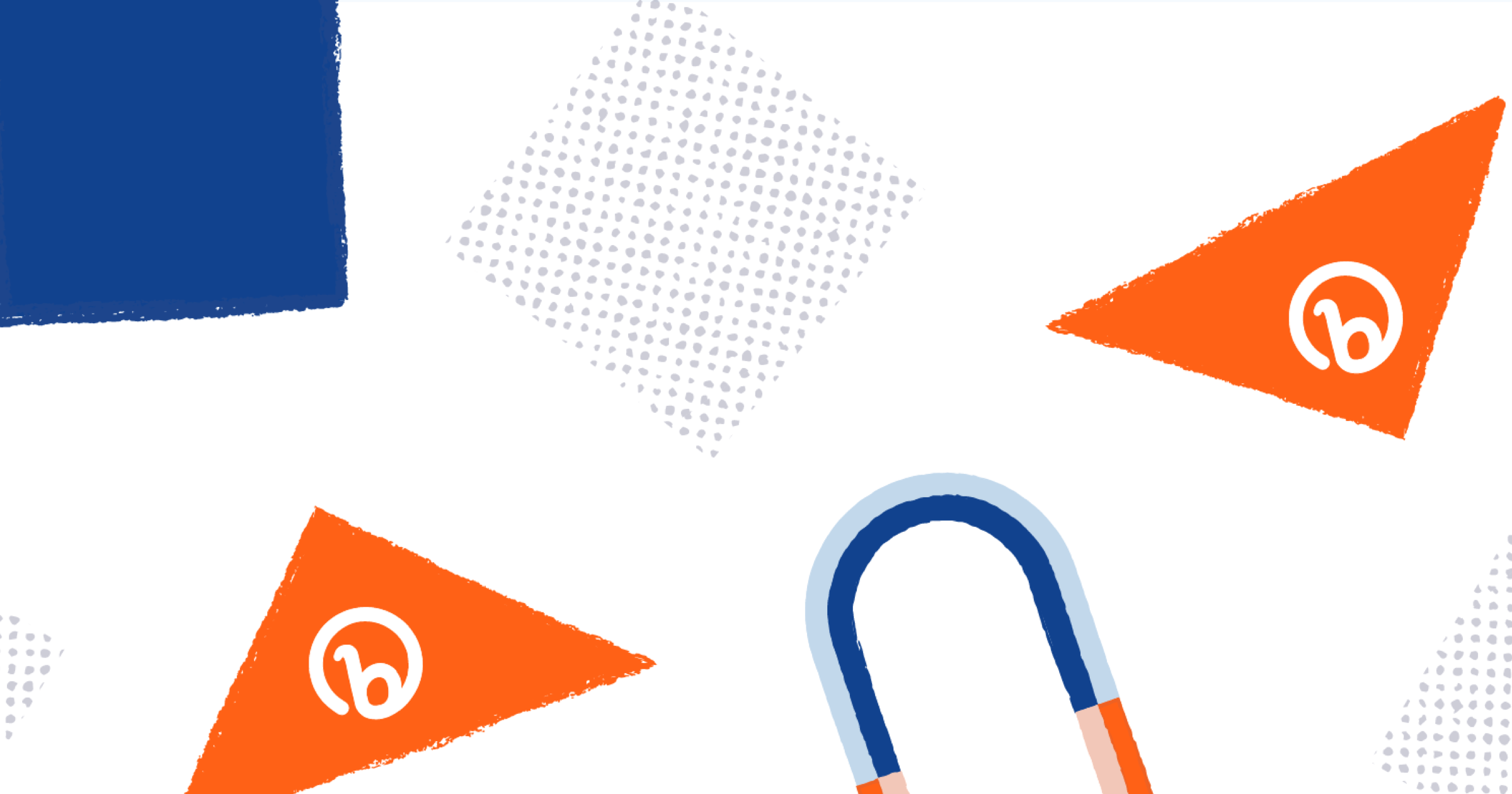 triangles, squares, and a cartoon magnet with the bitly logo