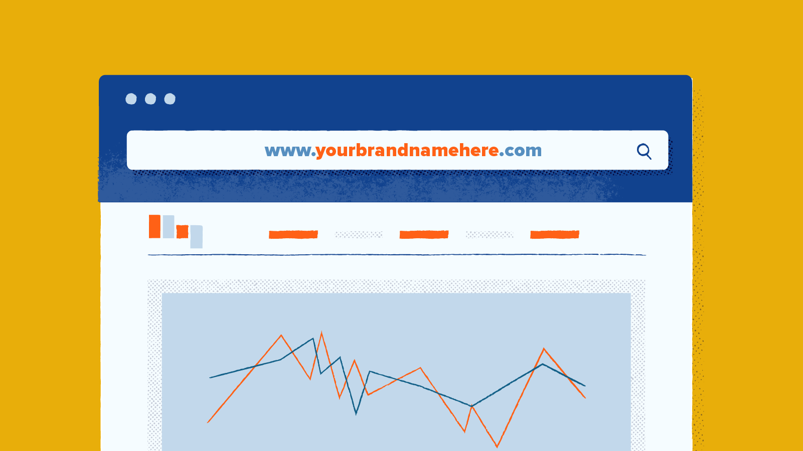 Domain name for your brand and analytics illustration