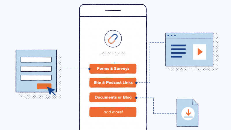 Bitly's Link Launchpad with links to a form, podcast, and downloadable file