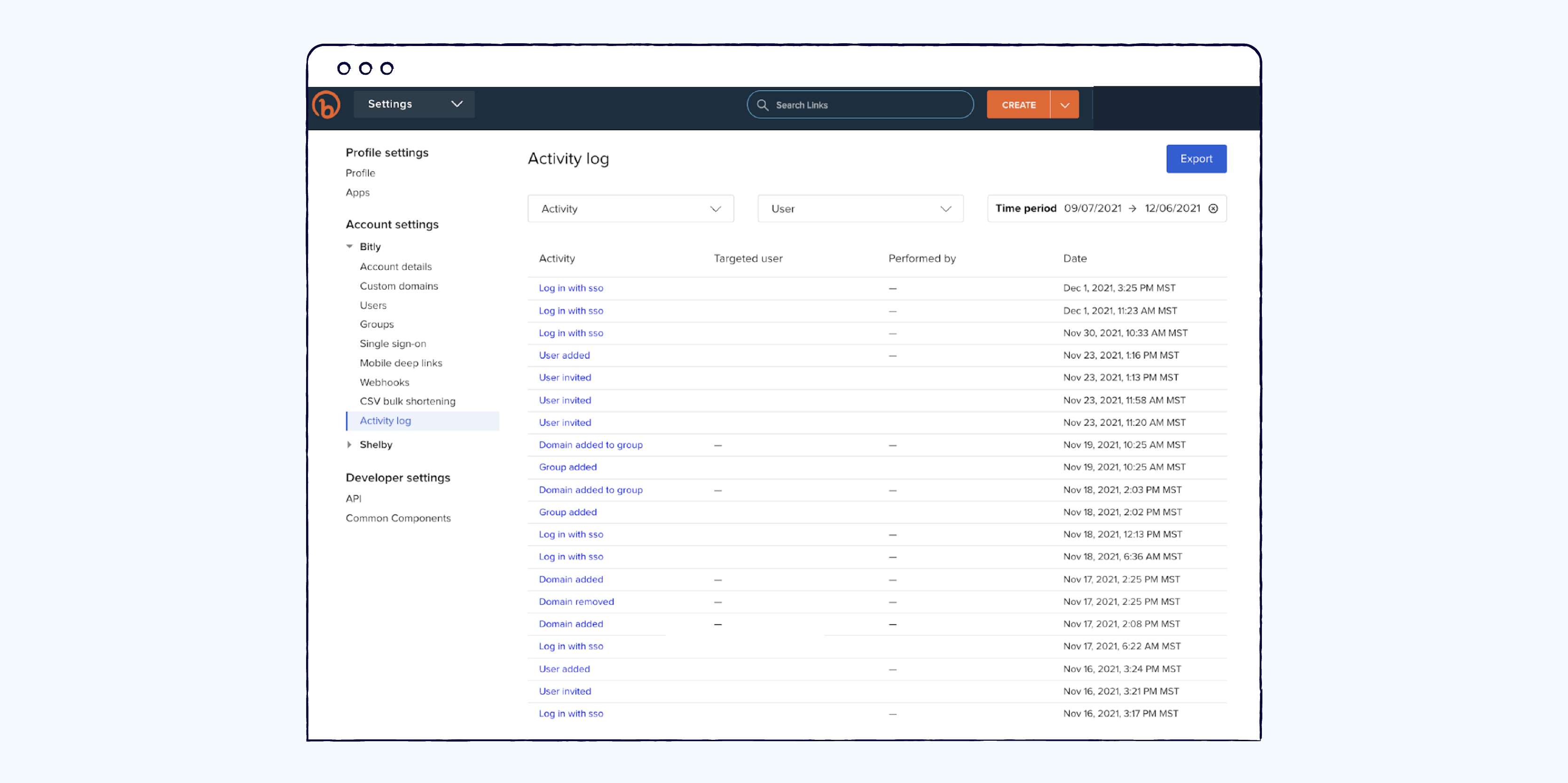 Simplified settings interface