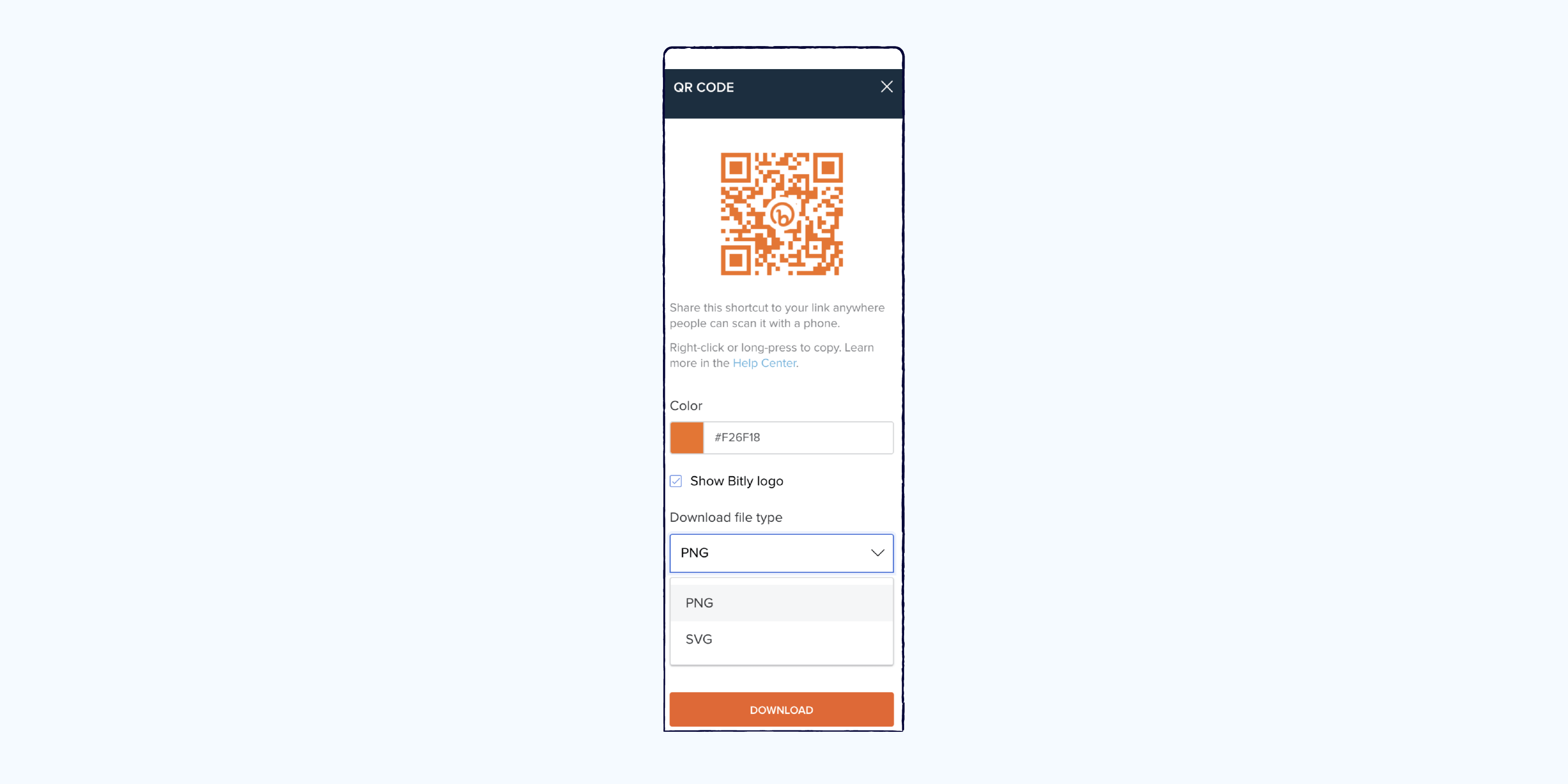 QR code customization interface