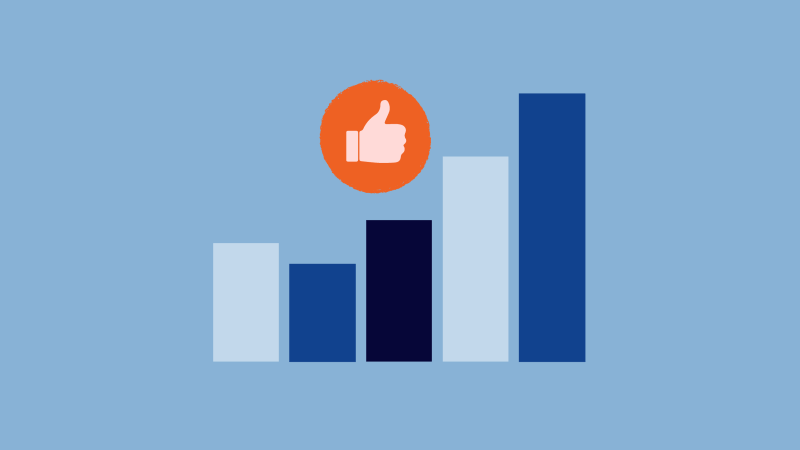 Illustrated graph chart for social media growth