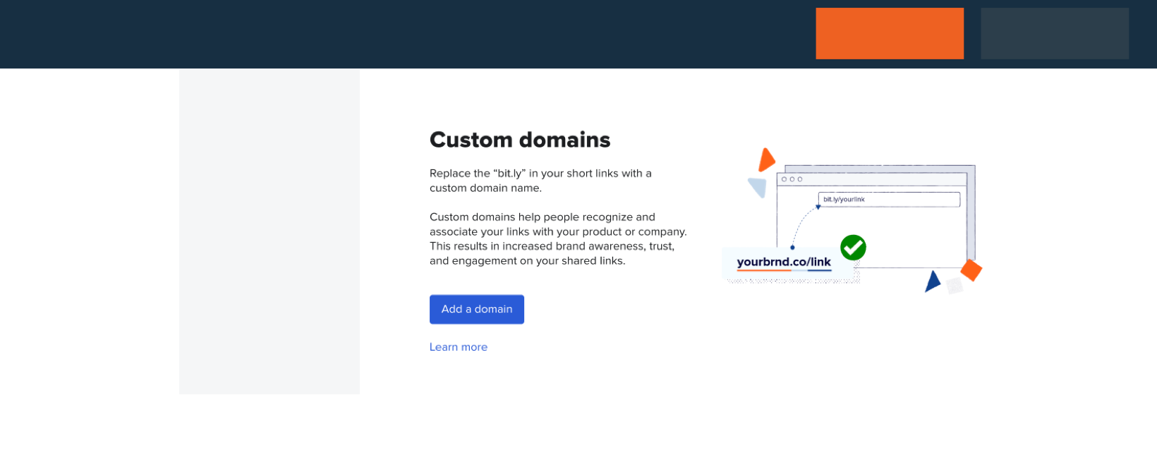 First step of the new custom domain workflow
