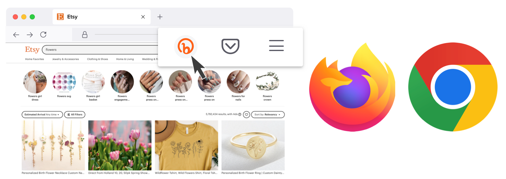 Bitly's rebuilt browser extension, Firefox and Chrome icons