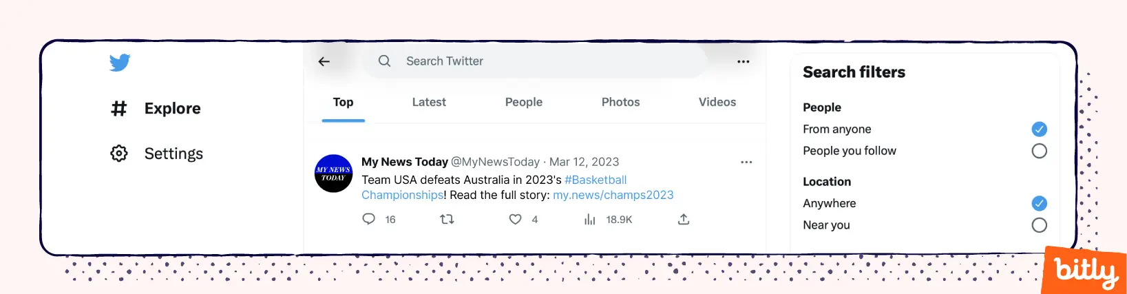 A tweet from the company My News Today about a basketball championship game.
