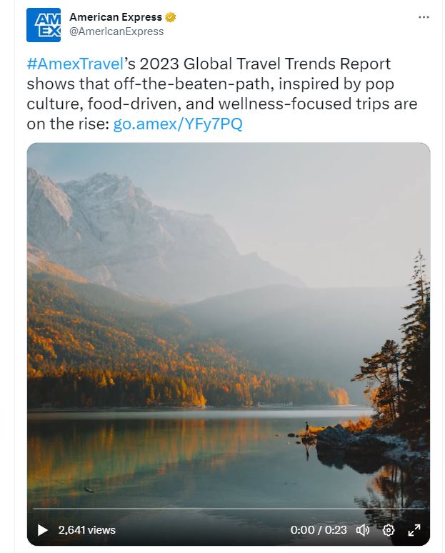 An American Express tweet about travel trends.