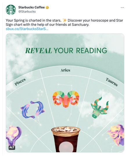A Starbucks tweet about horoscopes