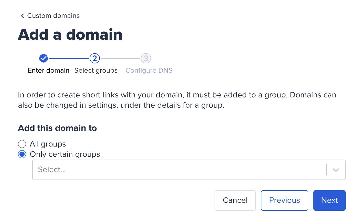 add a domain with only certain groups checked off (all groups left unchecked)