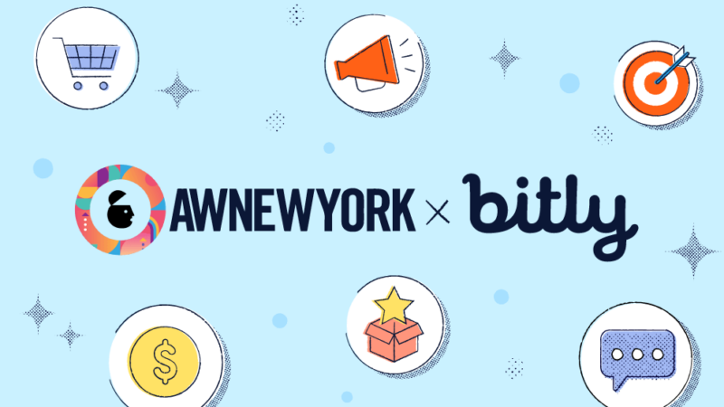 Illustration featuring Adweek New York logo and Bitly logo side by side